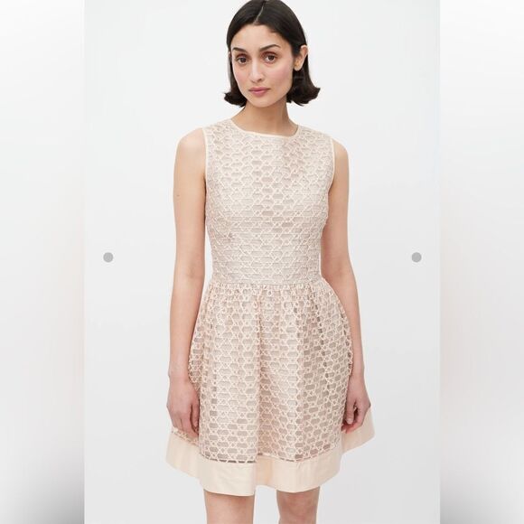 NWT Red Valentino Pink Ribbon Mesh A-Line Dress Size 2 Pink Blush - Picture 1 of 15